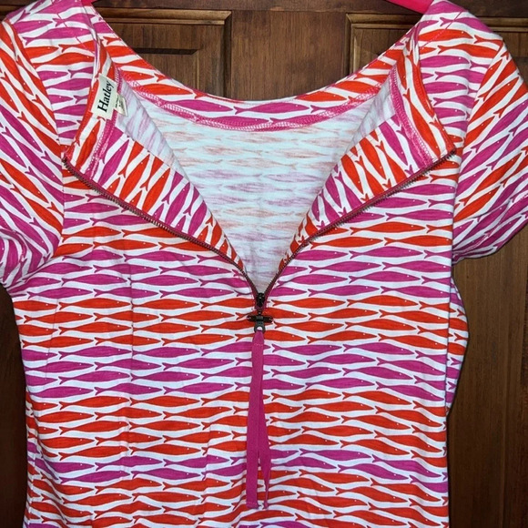 Hatley Fish Zip A Line Dress Women’s PS Large Pink Red Short Sleeve - Picture 8 of 14